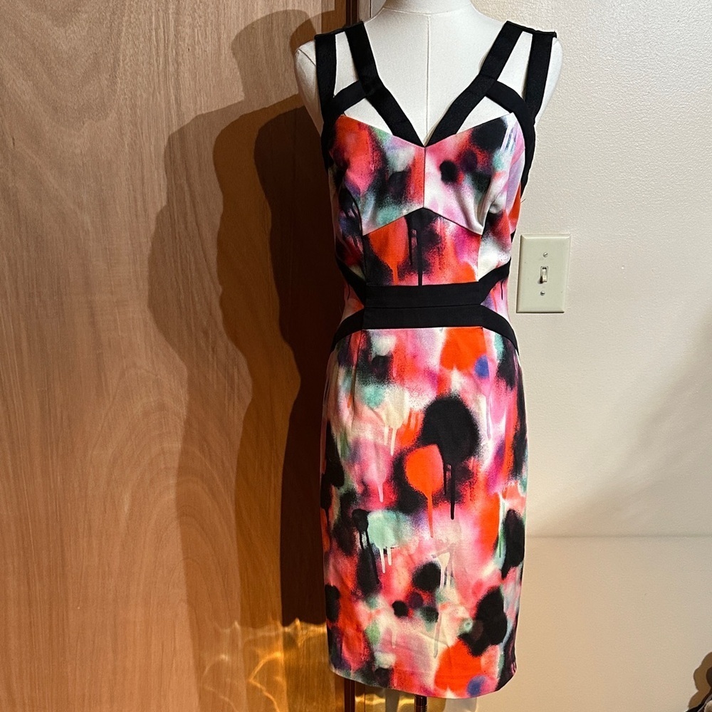 French Connection Black and Multicolor Mini Dress